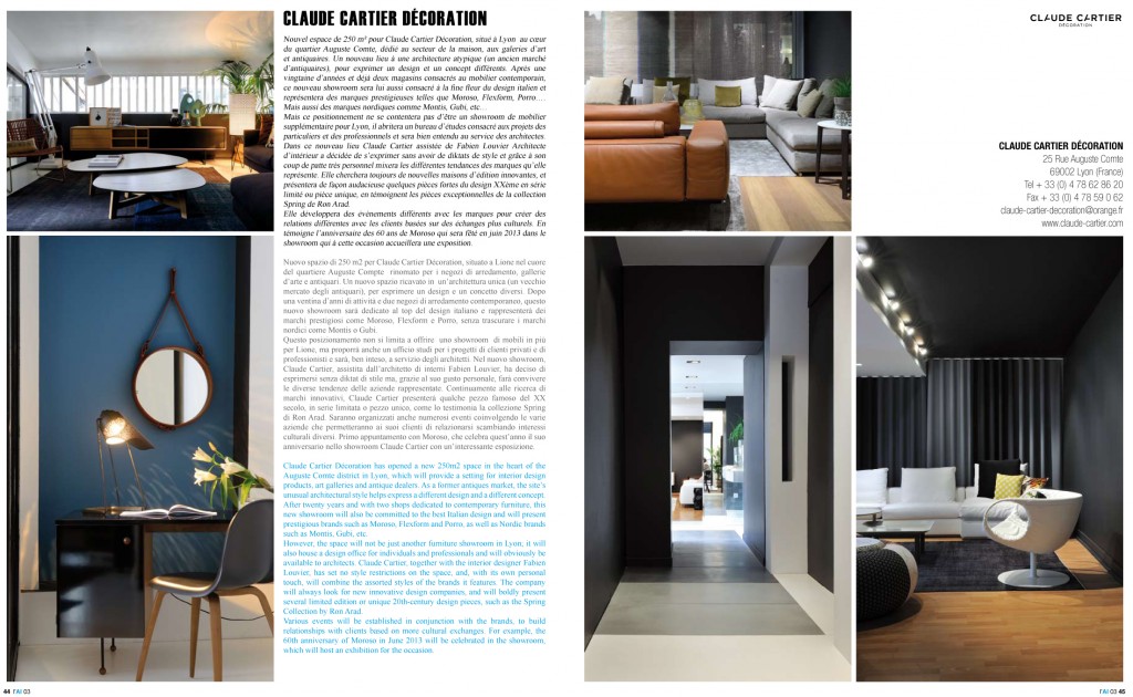 ARCA INTERANTIONAL 2013 CLAUDE CARTIER SHOWROOM LYON ARCA INTERANTIONAL 2013 CLAUDE CARTIER SHOWROOM LYON